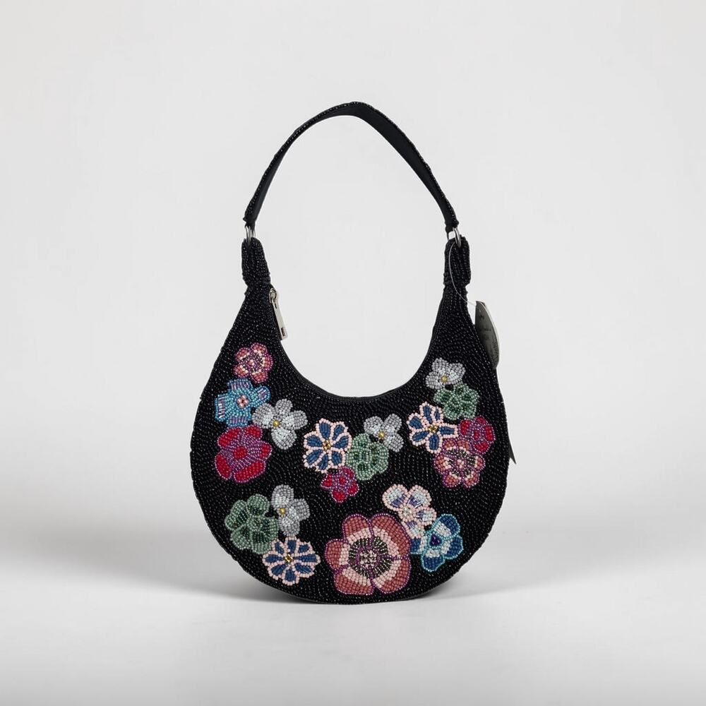 Studio 12 Black and Multicolor Floral Shoulder Bag